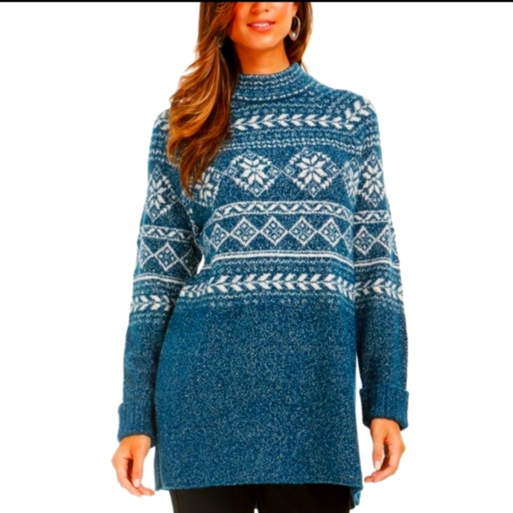 NWT Style&co fair isle tunic sweater, size L